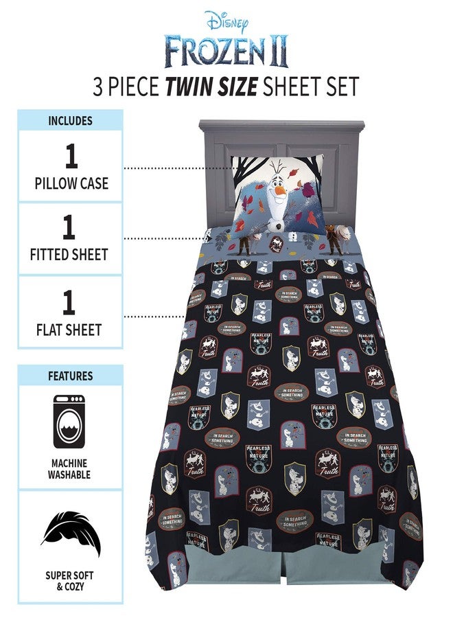 فرانكو طقم ملاءات سرير فرانكو للأطفال فائق النعومة، 3 قطع، مقاس توأم، ديزني فروزن 2 أولاف - Image 3