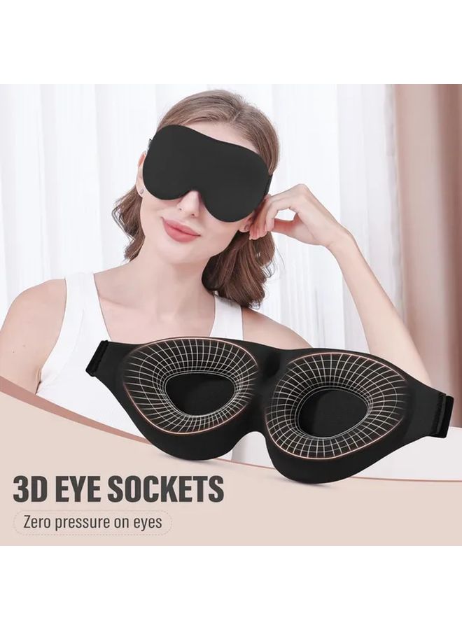 Black 3D Sleep Mask For Men And Women Blackout Comfortable Travel - Image 1
