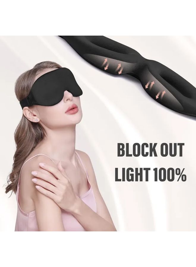 Black 3D Sleep Mask For Men And Women Blackout Comfortable Travel - Image 4