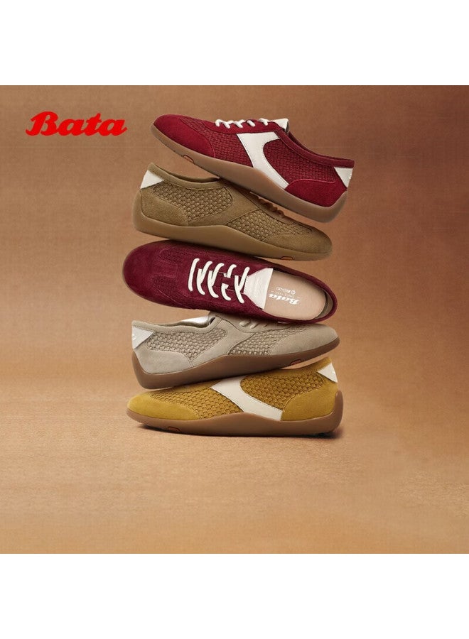 Bata Prince Qi Lambskin Derby Shoes For Women Zhi Zhi Soft Cheese Couple Thin Sole Antibacterial Shock Absorption Wine Red Size 36 - Image 1