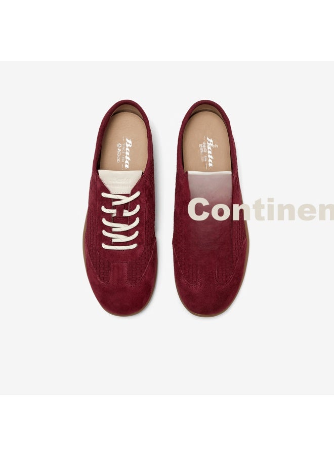 Bata Prince Qi Lambskin Derby Shoes For Women Zhi Zhi Soft Cheese Couple Thin Sole Antibacterial Shock Absorption Wine Red Size 36 - Image 3