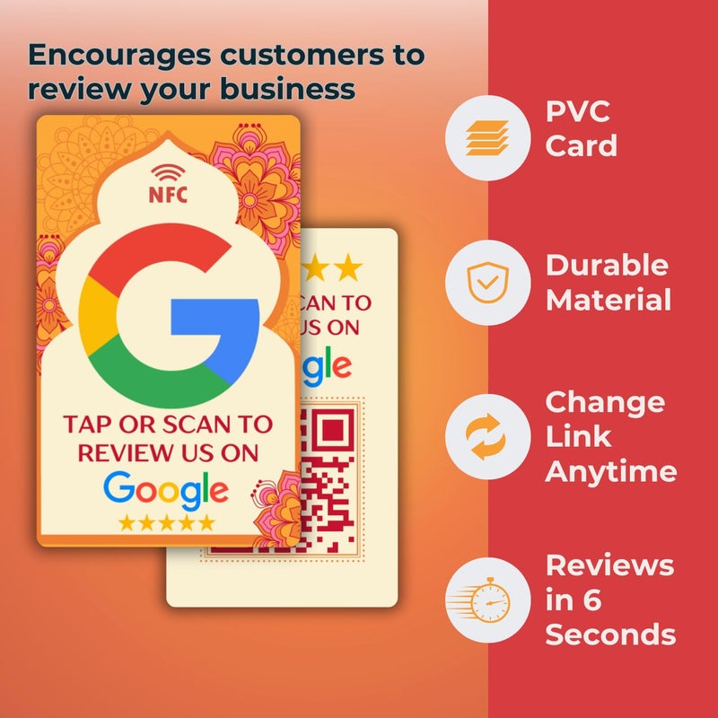 Tinydabba Review NFC Card Diwali Edition | Along with QR Code | Boost Business Reviews with Tap or Scan | Pre-Configured PVC Card | Works with any NFC-Enabled Smartphone | With Dashboard - Image 5