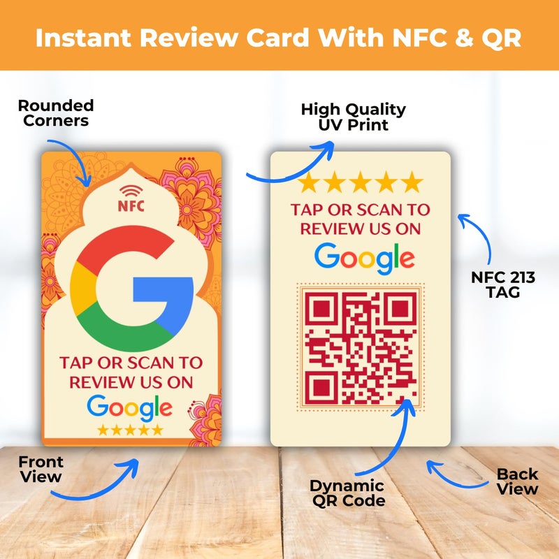 Tinydabba Review NFC Card Diwali Edition | Along with QR Code | Boost Business Reviews with Tap or Scan | Pre-Configured PVC Card | Works with any NFC-Enabled Smartphone | With Dashboard - Image 3