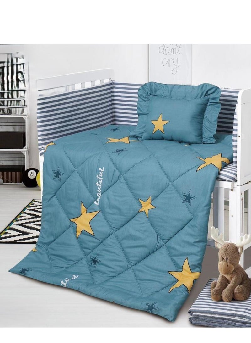 هورس مفرش سرير حواجز سرير اطفال 5 قطع صيفي ليمنح طفلك الراحة من المايكروفايبر ، 5 قطع مقاس اللحاف 132x104سم - Image 1