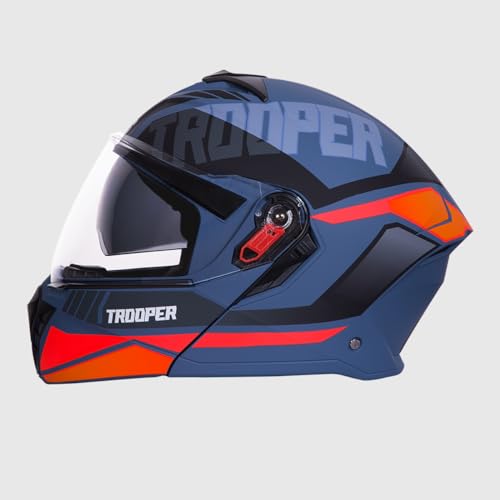 Studds Trooper Dv D1 Isi and Dot Certified Matt Finish Flip-Up Full Face Motorcycling Helmet for Men and Women with Inner Sun Visor(Matt Blue N8 L) - Image 2