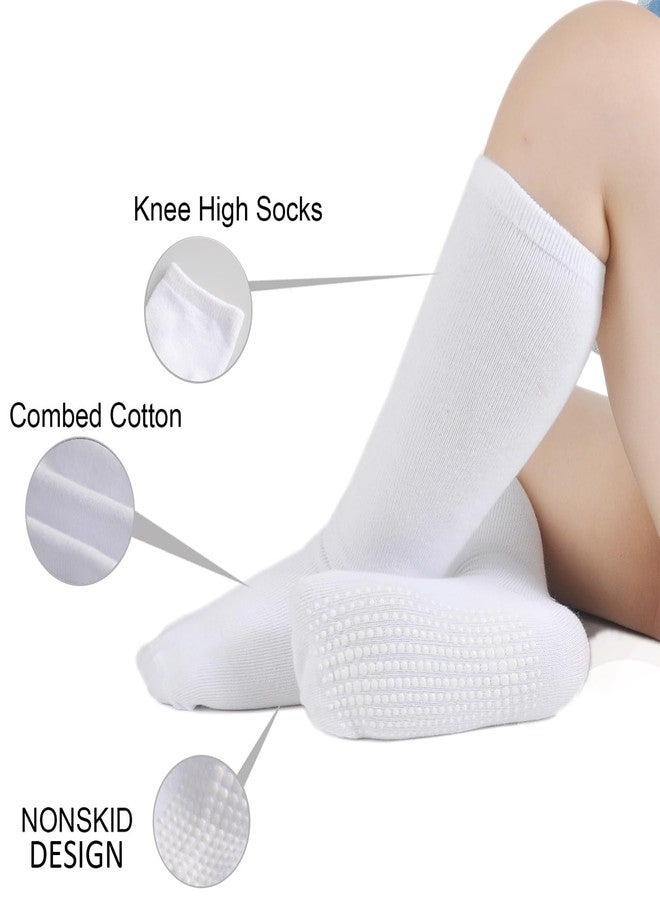 EPEIUS Knee High Socks with Non-Slip Grip Toddler Boys Girls Athletic Stripe Team Tube Socks for Soccer, Basketball, Baseball, 5 Pairs Pack White,12-36 Months - Image 5