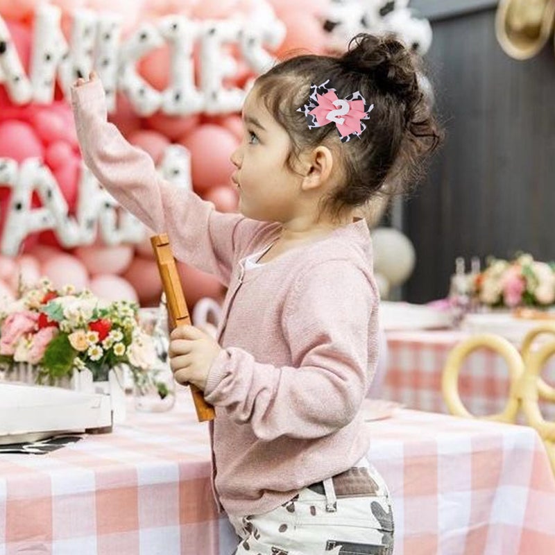 Jissoo Cow Print Bow Headband - Pink, Baby Girl 2nd Birthday Party Decorations, Farm Animal Themed Headband - Image 3