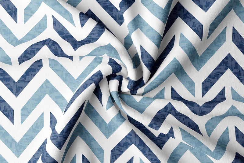 BRIDA Stretchable Floral Geometric Printed Dining Chair Covers Frill Skirt Elastic Chair Seat Case Protector, Slipcovers (6 Chair Cover, Zigzag Blue) - Image 4