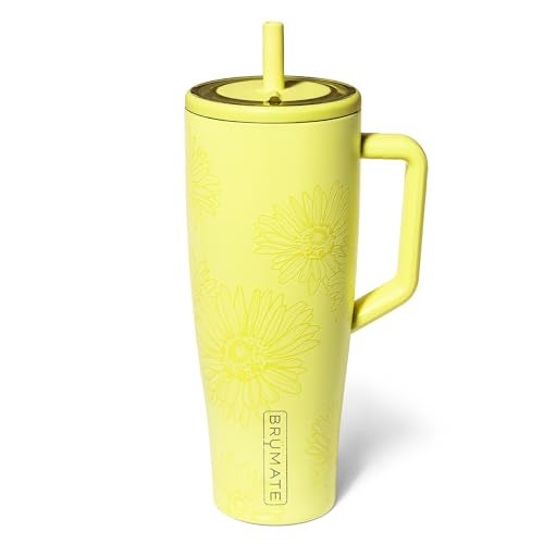 BrÃ¼Mate BrüMate Era 40 oz Tumbler with Handle & Straw | 100% Leakproof Insulated Water Bottle Tumbler with Lid & Flexible SoftSip Straw | Made of Stainless Steel | Cup Holder Friendly | 40oz (Citrus Daisy) - Image 1