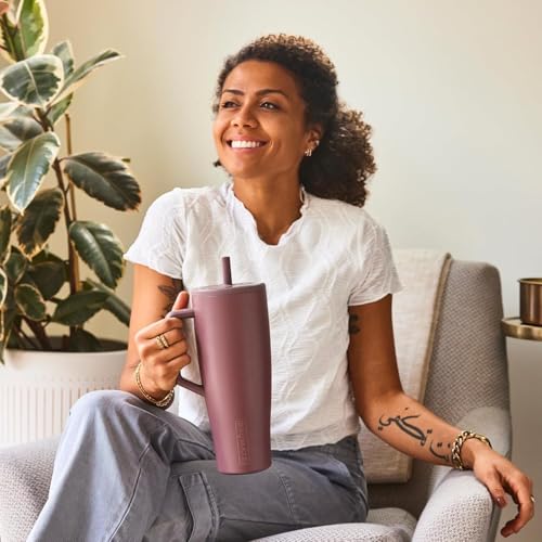 BrÃ¼Mate BrüMate Era 40 oz Tumbler with Handle & Straw | 100% Leakproof Insulated Water Bottle Tumbler with Lid & Flexible SoftSip Straw | Made of Stainless Steel | Cup Holder Friendly | 40oz (Citrus Daisy) - Image 2