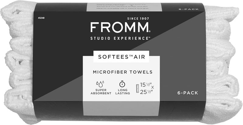Fromm Softees Air Microfiber Salon Hair Towels - 6 Pack Fast Drying and Extra Absorbent Towels for Hair, Hands, and Face - Image 1