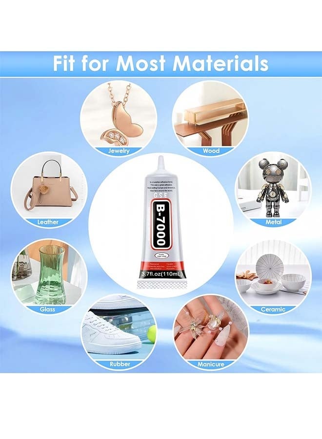 B7000 Rhinestones Glue for Crafts, 110ML Glue of Diamond Jewelry 3.7fl.oz Clear B-7000 Super Jewelry Glue Transparent Industrial Adhesive for Fabric Phone Repair Jewelery Making Crystal Gem - Image 3
