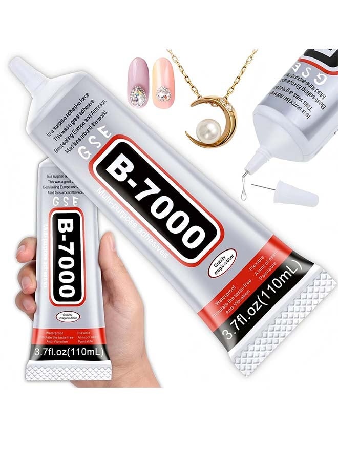 B7000 Rhinestones Glue for Crafts, 110ML Glue of Diamond Jewelry 3.7fl.oz Clear B-7000 Super Jewelry Glue Transparent Industrial Adhesive for Fabric Phone Repair Jewelery Making Crystal Gem - Image 1