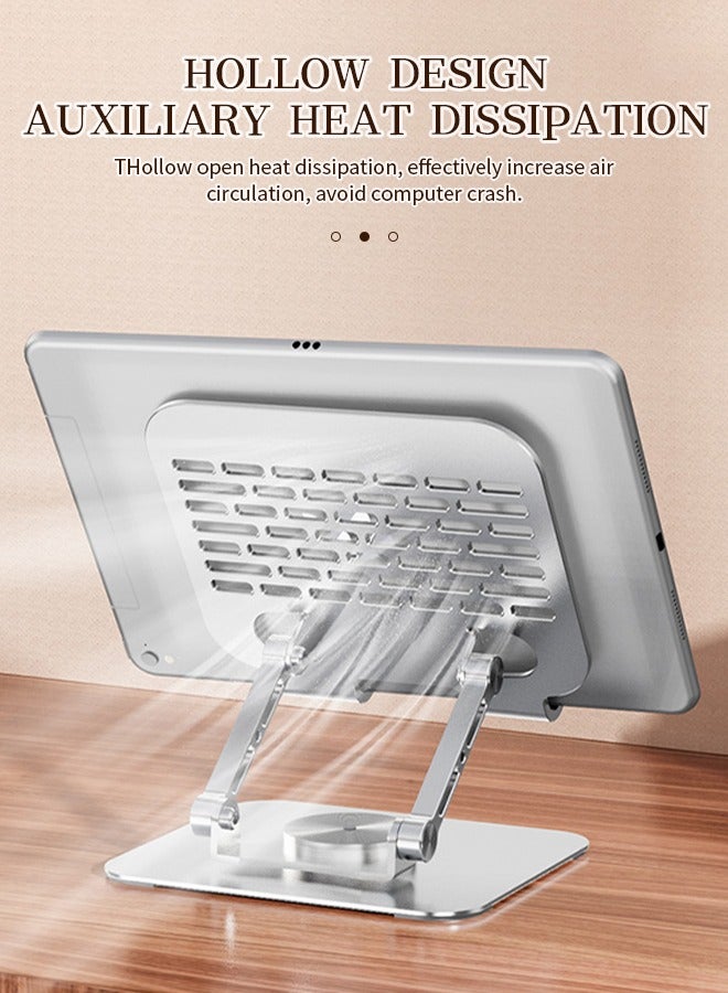 Folding Laptop Stand 360° Rotating Base, Dual Rotating Axes, Ergonomic and Compatible with Laptops and Tablets
