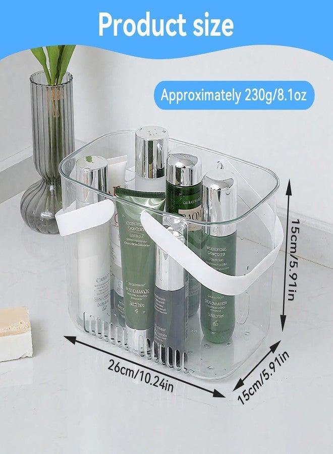 Jwthee Shower Caddy Basket, Plastic Bathroom Shower Caddy with Handle and Drain Holes, Tote Organizer Basket Bin for Dorm Bathroom College Gym, 10.24in*5.9in*5.9in - Image 3