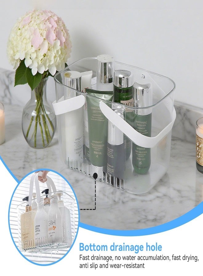 Jwthee Shower Caddy Basket, Plastic Bathroom Shower Caddy with Handle and Drain Holes, Tote Organizer Basket Bin for Dorm Bathroom College Gym, 10.24in*5.9in*5.9in - Image 2