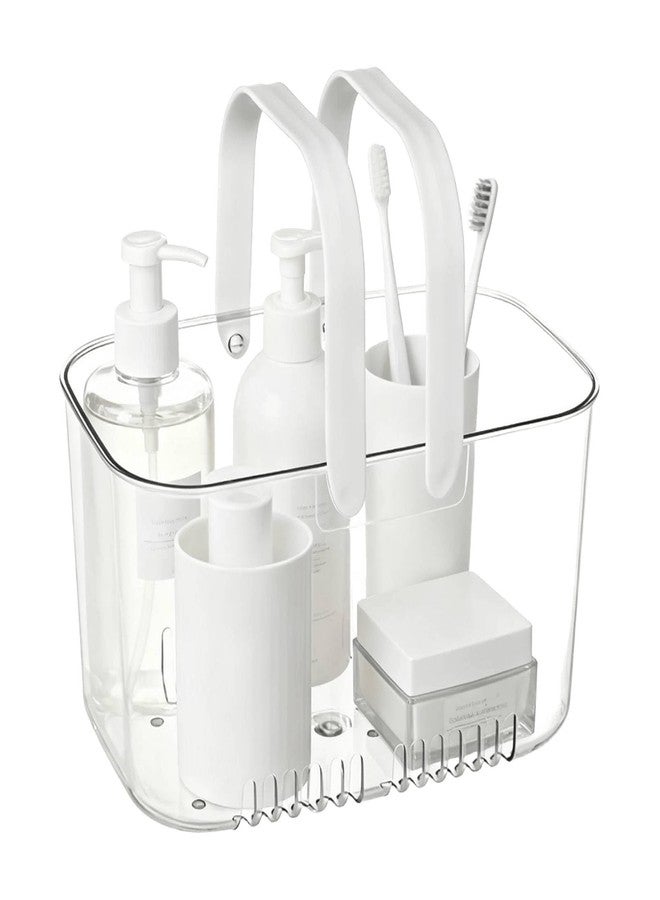 Jwthee Shower Caddy Basket, Plastic Bathroom Shower Caddy with Handle and Drain Holes, Tote Organizer Basket Bin for Dorm Bathroom College Gym, 10.24in*5.9in*5.9in - Image 1
