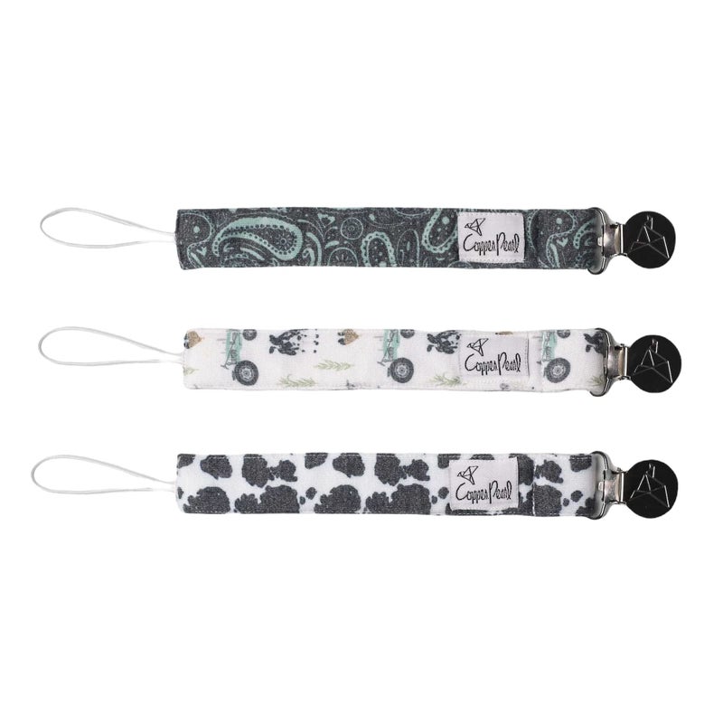 Copper Pearl Pacifier Clip 3-Pack: Premium Knit Binky Clips for Baby Girls and Boys - Stylish Stainless Steel Pacifier Holder Clip - Baby Pacifier Clips for No More Floor Drops - Jo - Image 1