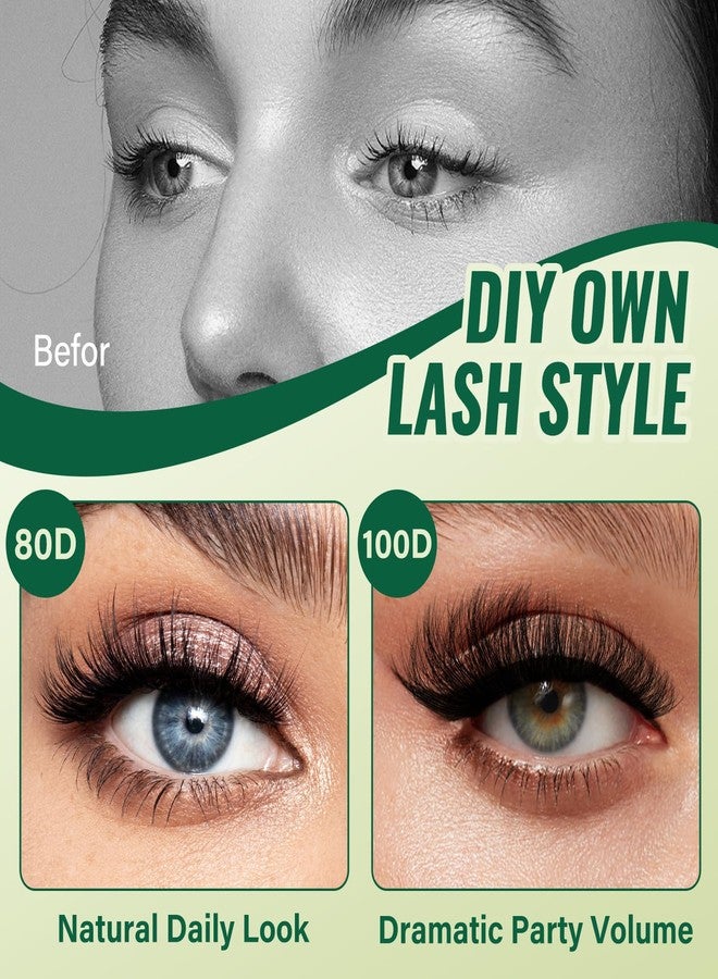 كييو مجموعة رموش KEYYOU LASH ثلاثية الأبعاد، 280 قطعة، 80D، تجعيد D، مزيج من 9-18، رموش فردية، رموش خفيفة، رموش كثيفة، وصلات رموش طبيعية ناعمة يمكنك تركيبها بنفسك (3D-80D-D-9-18MIX) - Image 4
