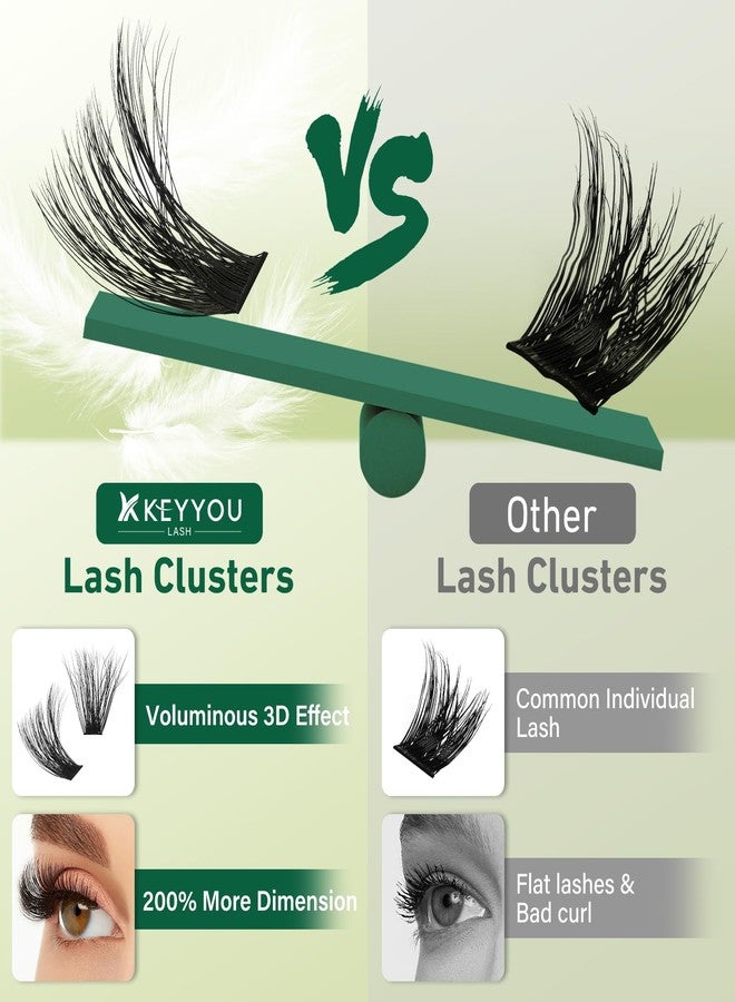 كييو مجموعة رموش KEYYOU LASH ثلاثية الأبعاد، 280 قطعة، 80D، تجعيد D، مزيج من 9-18، رموش فردية، رموش خفيفة، رموش كثيفة، وصلات رموش طبيعية ناعمة يمكنك تركيبها بنفسك (3D-80D-D-9-18MIX) - Image 5
