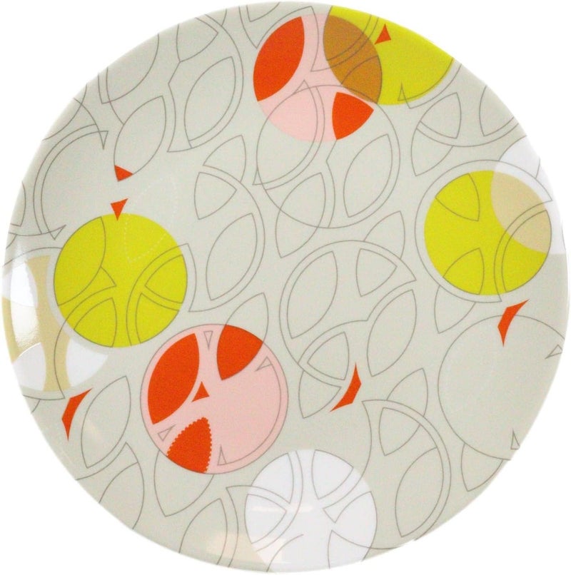 Ebros Gift Frank Lloyd Wright Architecture Colorful Geometry Contemporary Designer 7 D Ceramic Appetizer Or Dessert Plates Pack Of 4 Dinnerware Serveware Textile Taliesin West Line Yellow - Image 4