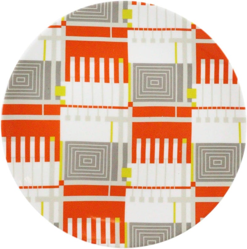 Ebros Gift Frank Lloyd Wright Architecture Colorful Geometry Contemporary Designer 7 D Ceramic Appetizer Or Dessert Plates Pack Of 4 Dinnerware Serveware Textile Taliesin West Line Yellow - Image 3