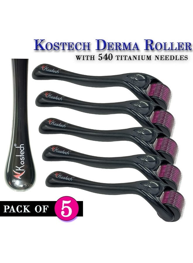 Kostech Derma Roller (KDR) 540 Titanium Micro-Needles for Skin Care I Hair & Beard Growth I Anti-aging I Acne Scars Removal (Pack of 5, 0.25mm) - Image 2