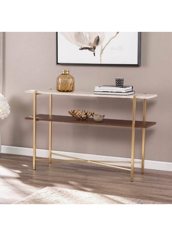 الهوم طاولة مدخل 120x40x90 سم ابيض وبني  - Image 1