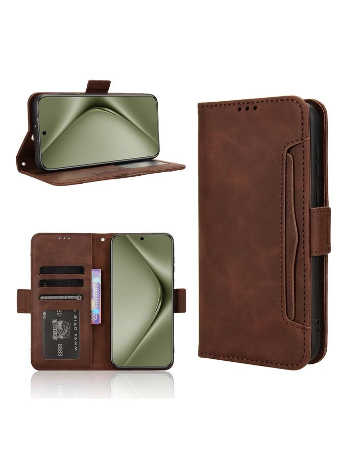 جرين تايجر جراب هاتف Huawei Pura 70 Ultra مصنوع من الجلد ومزين بفتحات للبطاقات (بني)