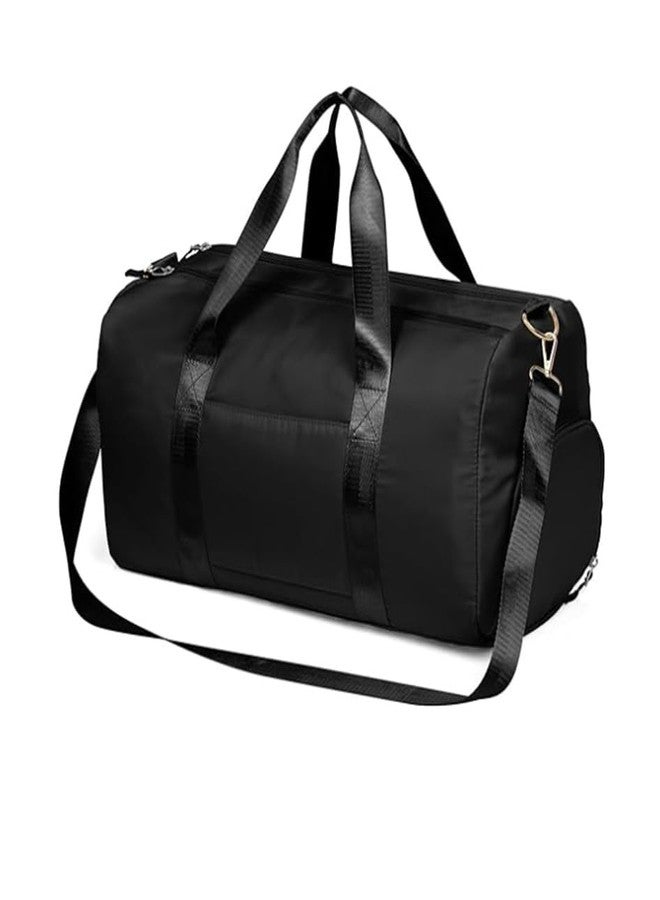 TINSICO Waterproof Travel Duffel Bag Weekender Bag for Women and Men Swim Sports Training Handbag Yoga Bag with Wet Pocket & Shoe Compartment, Oxford Fabric (Black) - Image 1