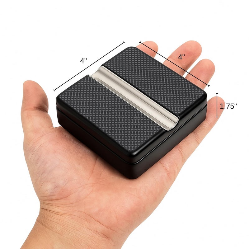 Bey-Berk Single Cigar Ashtray with Compact, Swivel Design 4"x4"x1.75" (LxWxH) Solid Wood Cigar Ashtray with Stainless Steel Tray, Luxury Cigar Ashtrays for Outdoors, Travel and Indoor Use - Black - Image 2