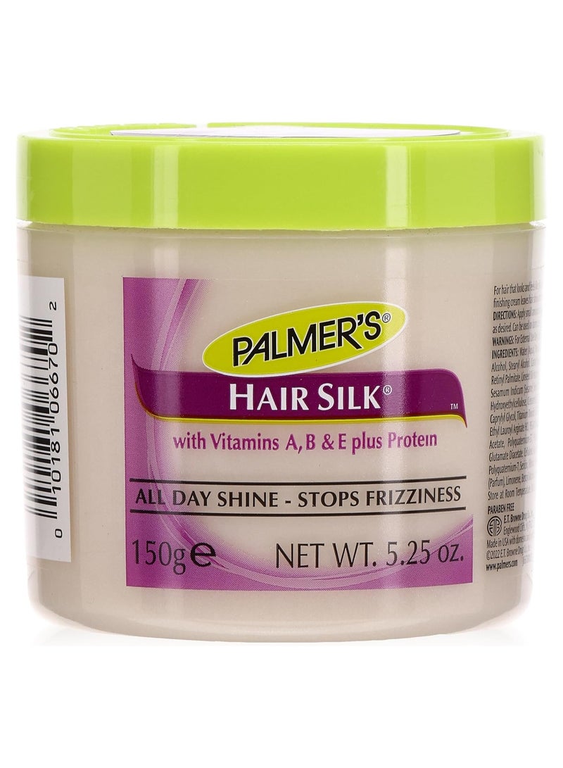Palmer's Hair Silk Hair Cream with Vitamin A, B, E plus Protei- All Day Hair Shine-Stops Frizziness- Moisturizes and Protects Hair-Use on Damp or Dry Hair-Leaves Hair Shiny and Soft-150g - Image 1