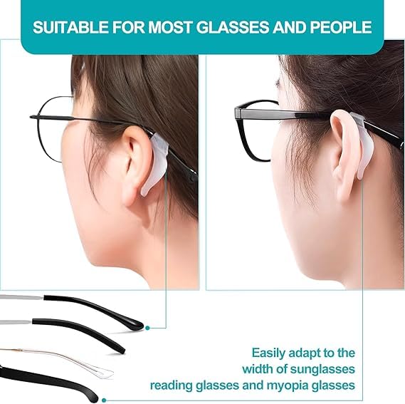 QEEIG Ear Grips Supporter for Spectacles Hook Spectacle holder Eye Glasses Spec supporter hooks Anti Slipping Eye Glass for Eyewear holder Strap | 7 Cm (2 Pair) - Image 5