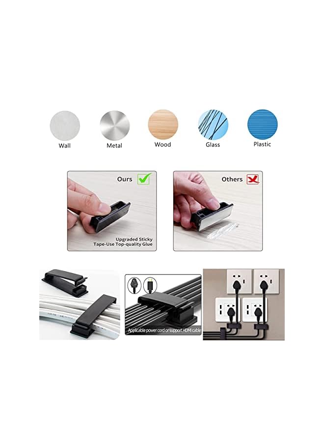PROMASS 134Pcs Cable Management Kit,4 Tubing Cable Sleeve,3 Silicone Cable Holder,10+2 Roll Cable Organizer Straps,15 Large Cord Clips and 100 Wire Fastening Ties for TV PC under Desk Home Office - Image 3