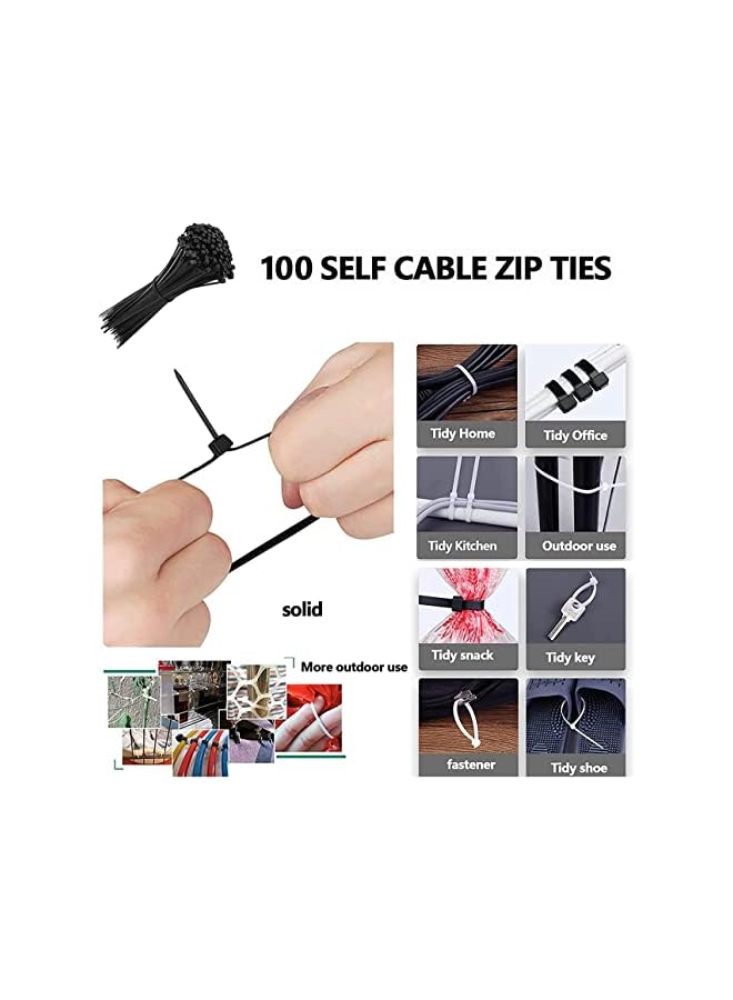 PROMASS 134Pcs Cable Management Kit,4 Tubing Cable Sleeve,3 Silicone Cable Holder,10+2 Roll Cable Organizer Straps,15 Large Cord Clips and 100 Wire Fastening Ties for TV PC under Desk Home Office - Image 4