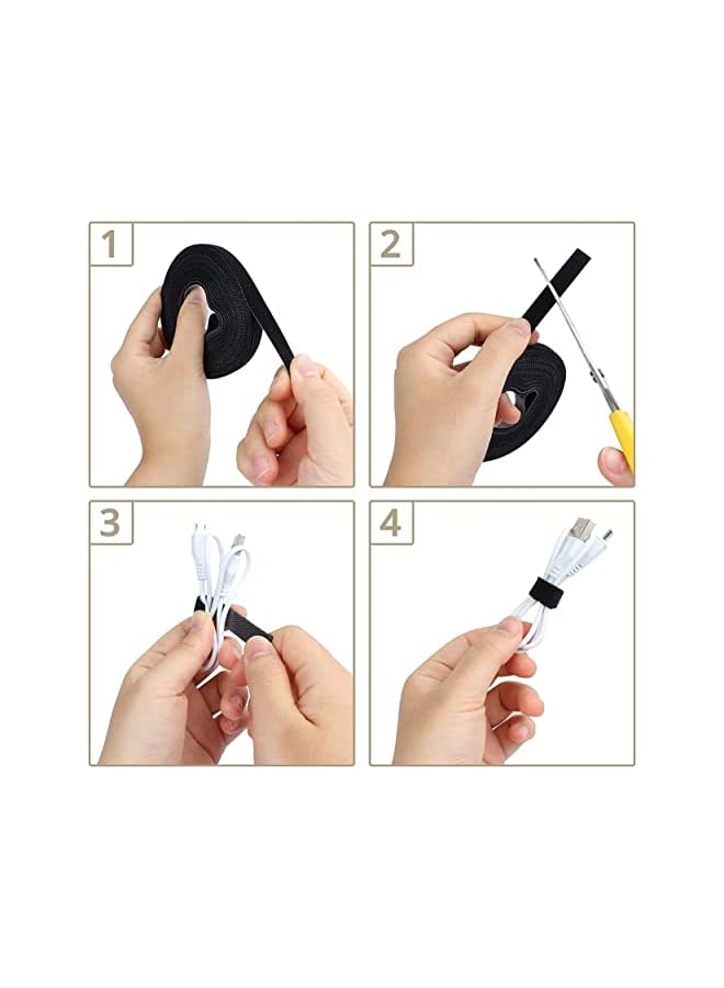 PROMASS 134Pcs Cable Management Kit,4 Tubing Cable Sleeve,3 Silicone Cable Holder,10+2 Roll Cable Organizer Straps,15 Large Cord Clips and 100 Wire Fastening Ties for TV PC under Desk Home Office - Image 5