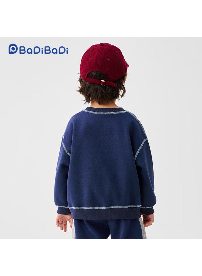Badibadi Autumn Winter Baby Toddler Kids Sweatshirt Crew Neck Boys Girls Trendy Autumn Jacket Royal Blue Baseball Letter Size 120