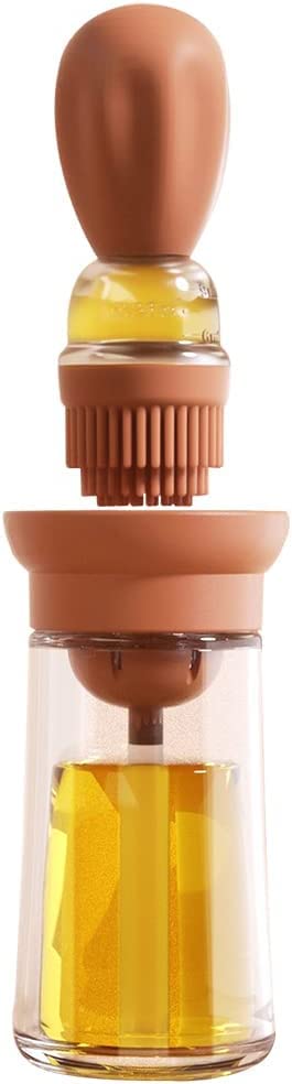 Ritmo Silicone Oil Brush 2 In 1 Silicone Oil Bottle Oil Brush Measuring Oil Dispenser Bottle for Baking Cooking BBQ Pancake Air Fryer