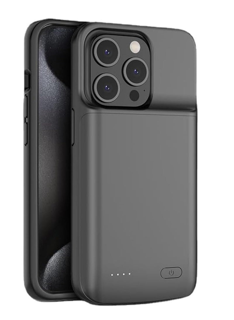 Fegishilly Battery Case for iPhone 15 Pro,5000 mAh Portable Protective Charging Cover, Rechargeable Extended Power Back for iPhone 15 Pro - Image 1