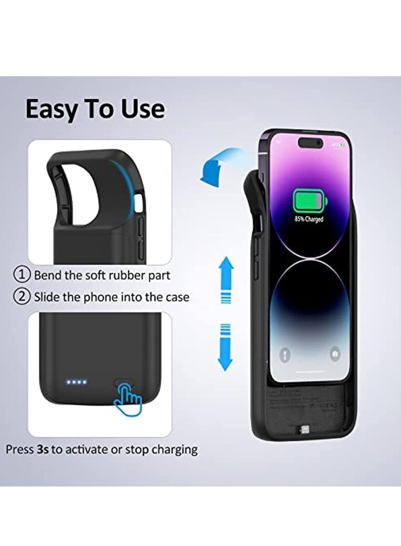 Fegishilly Battery Case for iPhone 15 Pro,5000 mAh Portable Protective Charging Cover, Rechargeable Extended Power Back for iPhone 15 Pro - Image 2