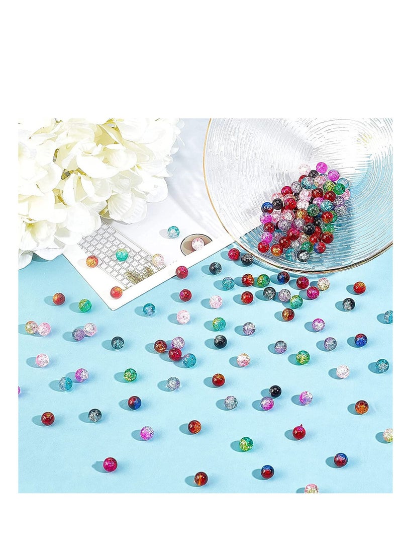 Excefore 200pcs 10 Color Crackle Lampwork Glass Beads 8mm Round Handcrafted Crackle Beads Crystal Beads for Summer Beading Friendship Bracelet Mother's Day Jewelry Making Ornament - Image 5
