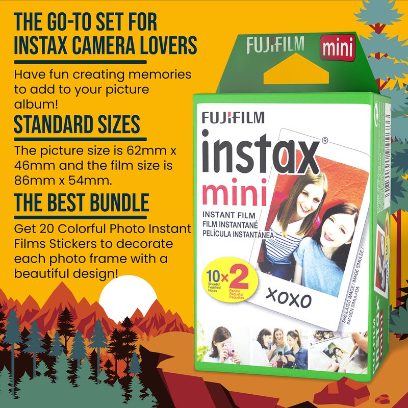 Fujifilm Instax Mini Film - Fuji Film Instant Film - Twin Pack (20 Sheets) - Bundled with Moshify 20 Colorful Sticker Frames - Image 5