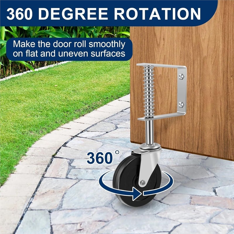 4 Inch 360 Degree Rotatable Gate Wheel Spring Loaded Adjustable Support 70kg Capacity - Image 4