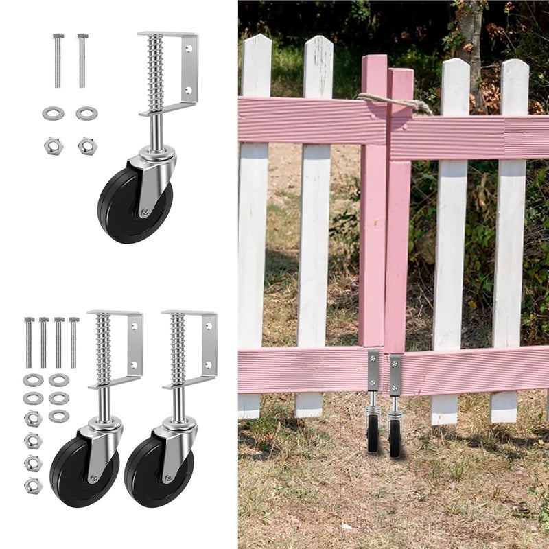 4 Inch 360 Degree Rotatable Gate Wheel Spring Loaded Adjustable Support 70kg Capacity - Image 3