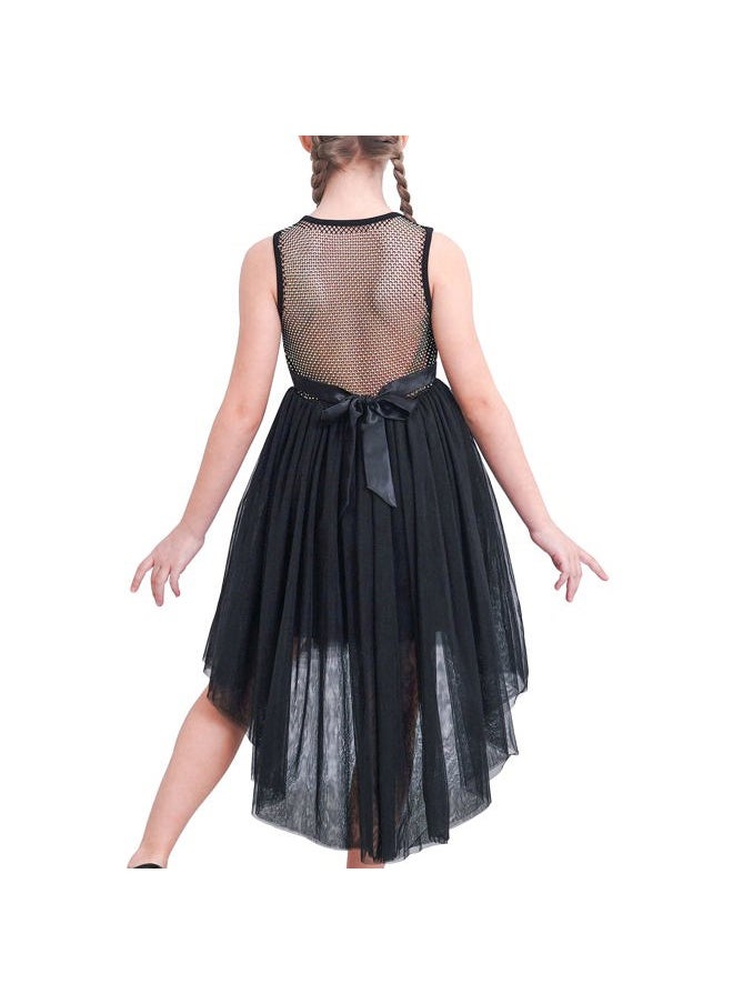 Sunny Fashion Girls Dress Black Sequin Mesh Hollow Diamond Back Pageant Party Gown Size 10  - Image 3
