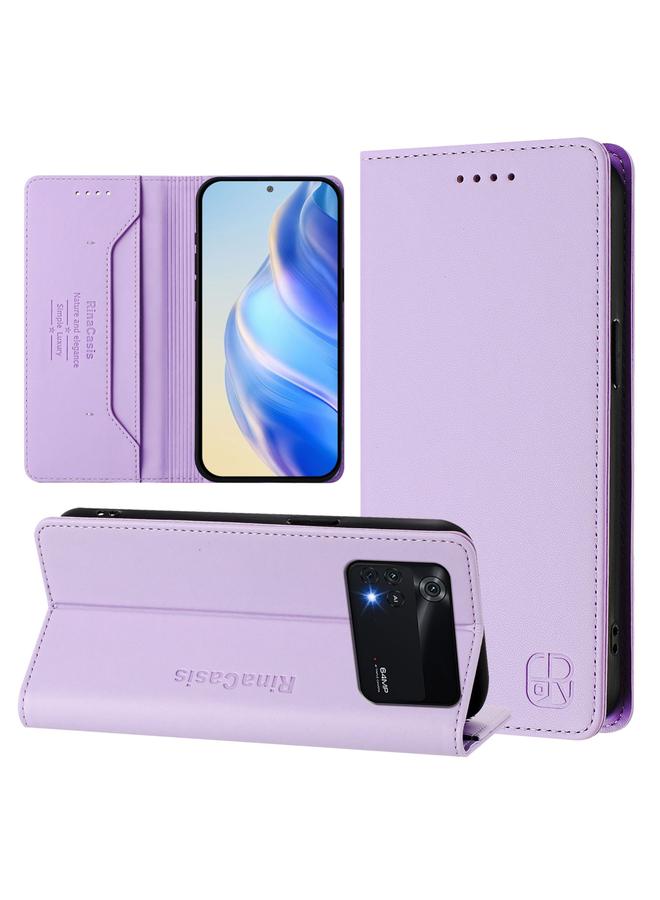 The Bros Case For Xiaomi Poco M4 Pro 4G RC01 Dual-Folded Magnetic Suction RFID Leather Phone Case