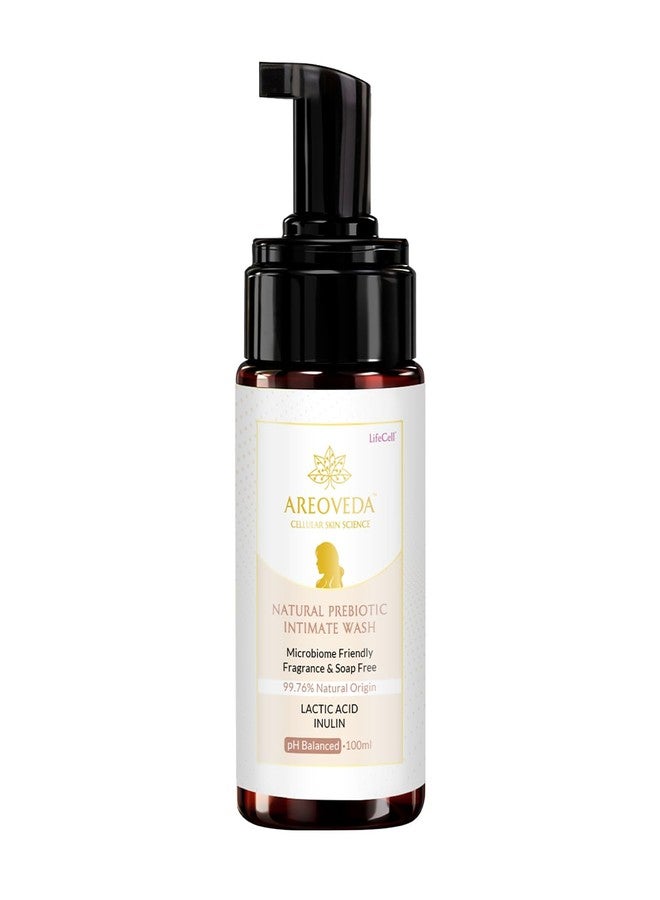 AreoVeda Natural Prebiotic Intimate Wash With Lactic Acid & Inulin | Helps Maintain pH Balance | Promotes A Healthy Skin Microbiome | Safe For Pregnancy| Lab Tested, Ecocert Certified, & EWG Verified (100ml) - Image 1