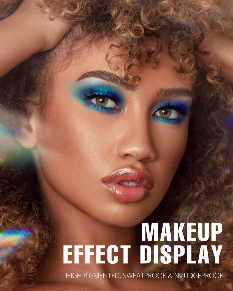 MAKI YIKA Blue Eyeshadow Palette for Women Blue Eye Shadow 9 Color Matte Shimmer Glitter Eye Makeup Palette Long Lasting Pigmented Eyes Makeup-9Blue - Image 3