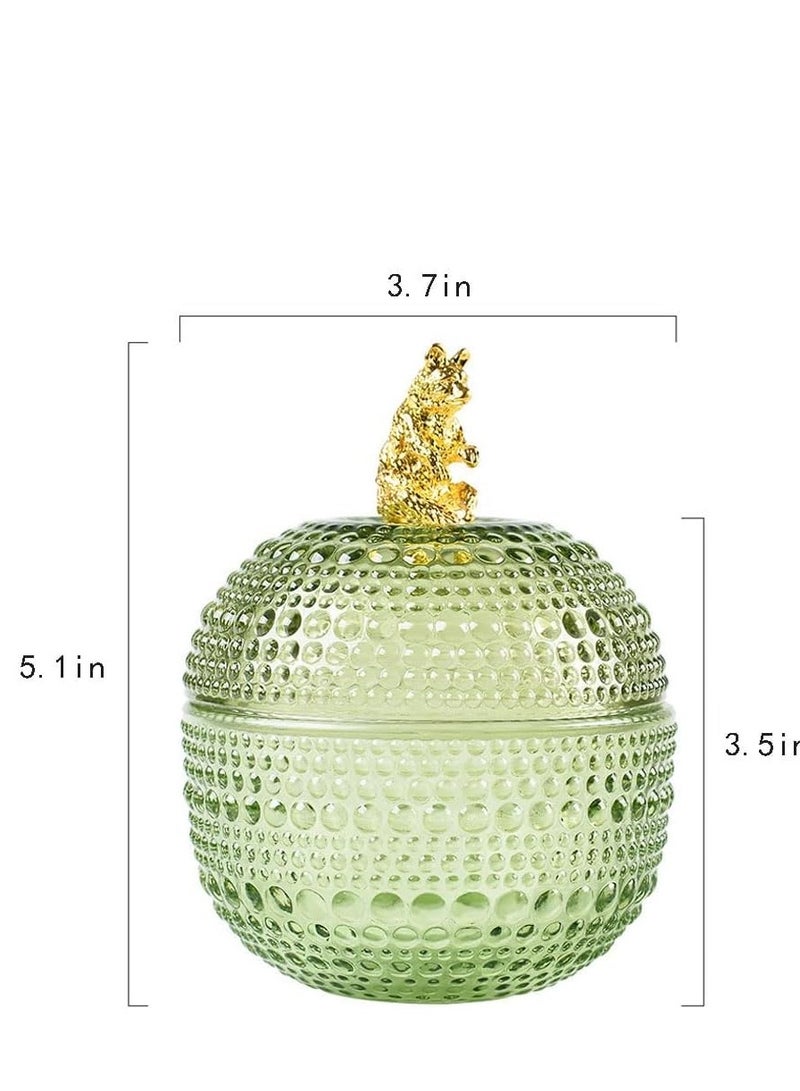 Apple Shaped Polka-dot Glass Candy Jar Jewelry Box Ring Necklace Earrings Storage Box with Lid -Green-L  - Image 3