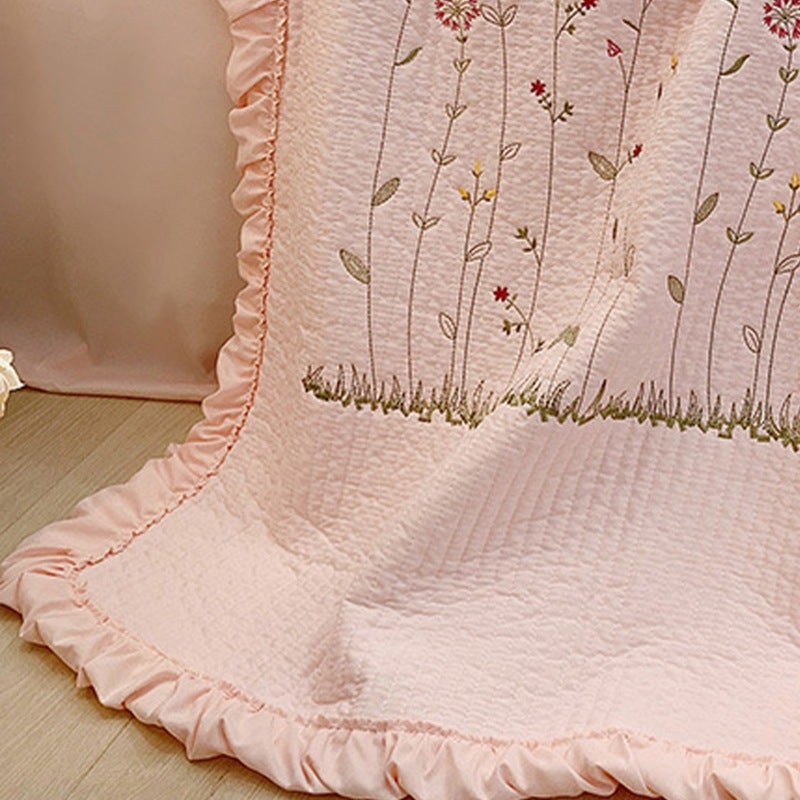 Tencel Bed Sheet 245x250cm Pink Washed Silky Fabric - Exquisite Embroidery Craftsmanship Cooling Bed Sheet for Home Bedroom Decor - Image 2